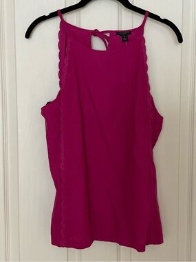 Ann Taylor Bright Magenta Lace-Trim Halter Camisole